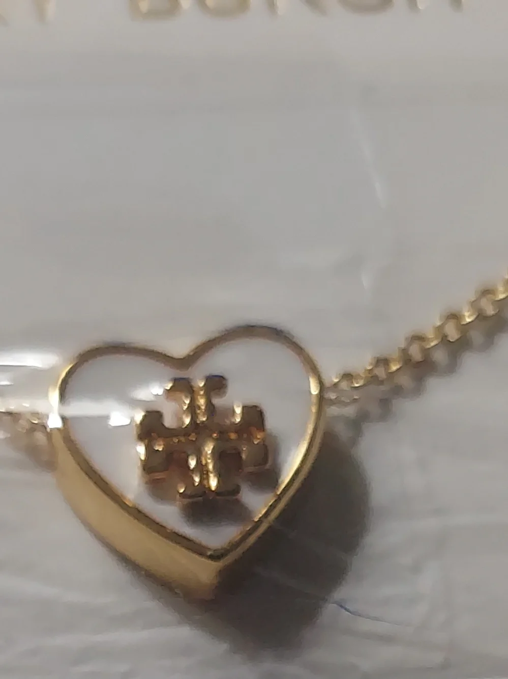 Tory Burch Gold Heart Logo Necklace